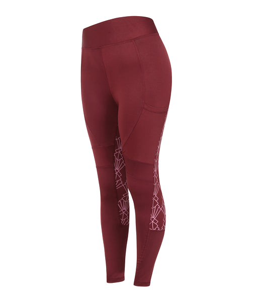 GEO High Waist Riding Tights - Burgundy/Pink