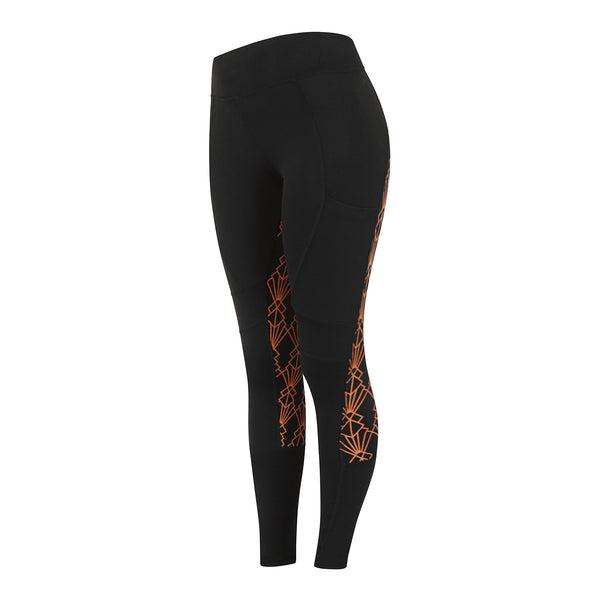 GEO High Waist Riding Tights - Black/Orange