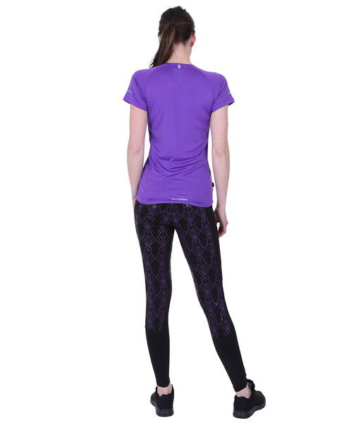 GEO High Waist Riding Tights - Black/Purple