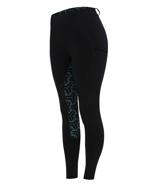 OUTLET: THERMO Technical Riding Tights - Black/Turquoise 2020