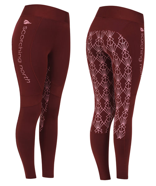 GEO High Waist Riding Tights - Burgundy/Pink