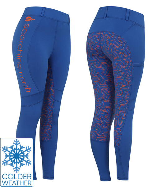 OUTLET: THERMO Technical Riding Tights - Royal Blue/Orange 2020