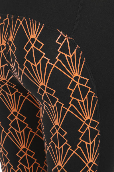 GEO High Waist Riding Tights - Black/Orange