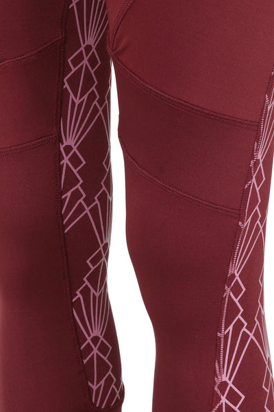 GEO High Waist Riding Tights - Burgundy/Pink