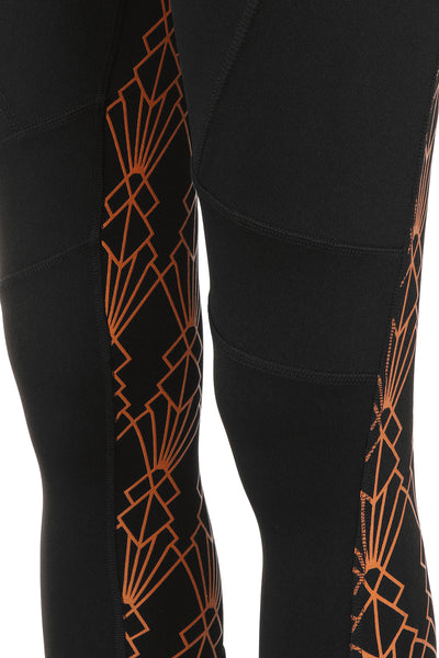 GEO High Waist Riding Tights - Black/Orange