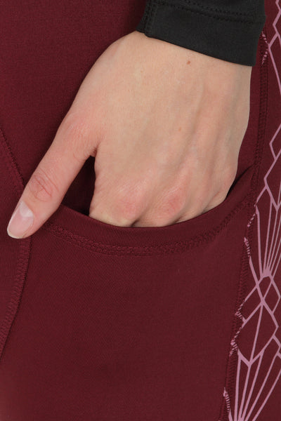 GEO High Waist Riding Tights - Burgundy/Pink