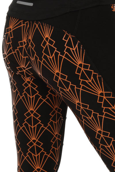 GEO High Waist Riding Tights - Black/Orange