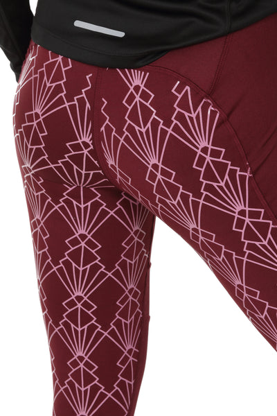 GEO High Waist Riding Tights - Burgundy/Pink