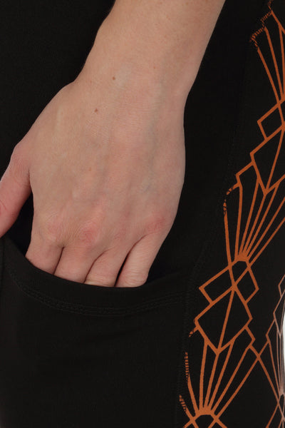 GEO High Waist Riding Tights - Black/Orange
