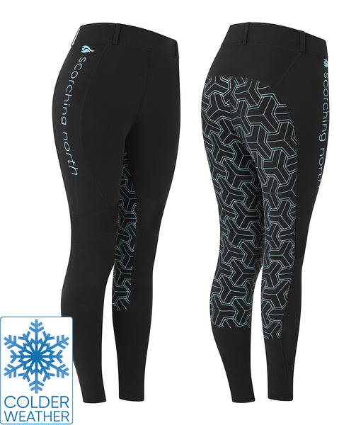 OUTLET: THERMO Technical Riding Tights - Black/Turquoise 2020